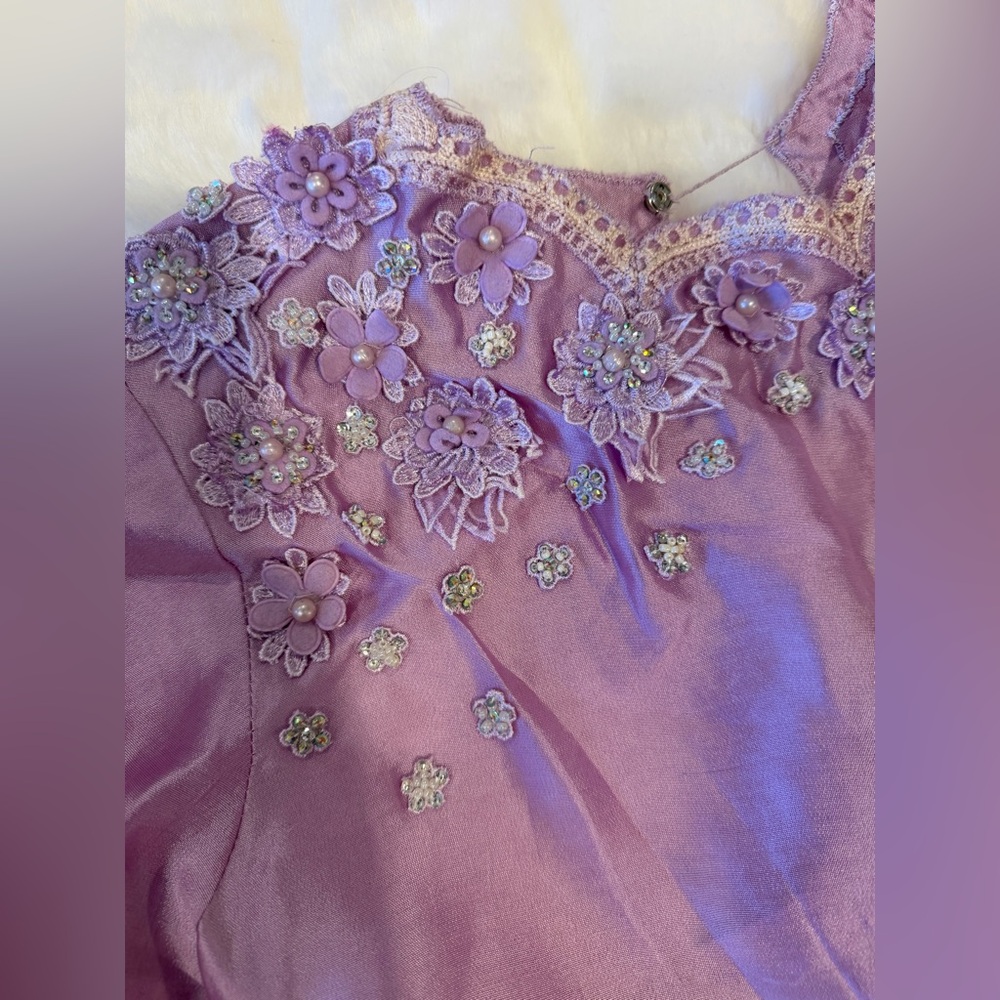 Farah Talib Aziz Pakistani Indian Lavender Raw Silk Wrap Shirt With Sleeves - Picture 11 of 15